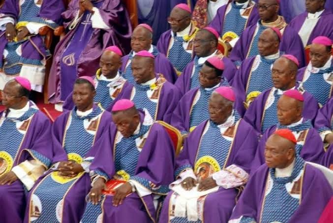 Catholic bishops in purple vestments at a Catholic Bishops Conference of Nigeria gathering