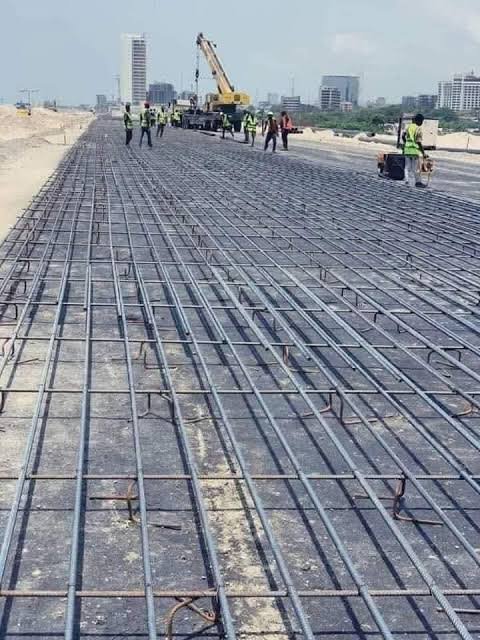 Road construction works on a highway project