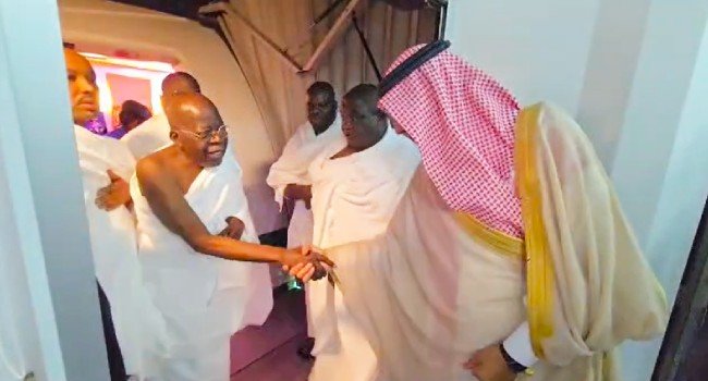 President Tinubu Lands In Saudi Arabia For Umrah Pilgrimage